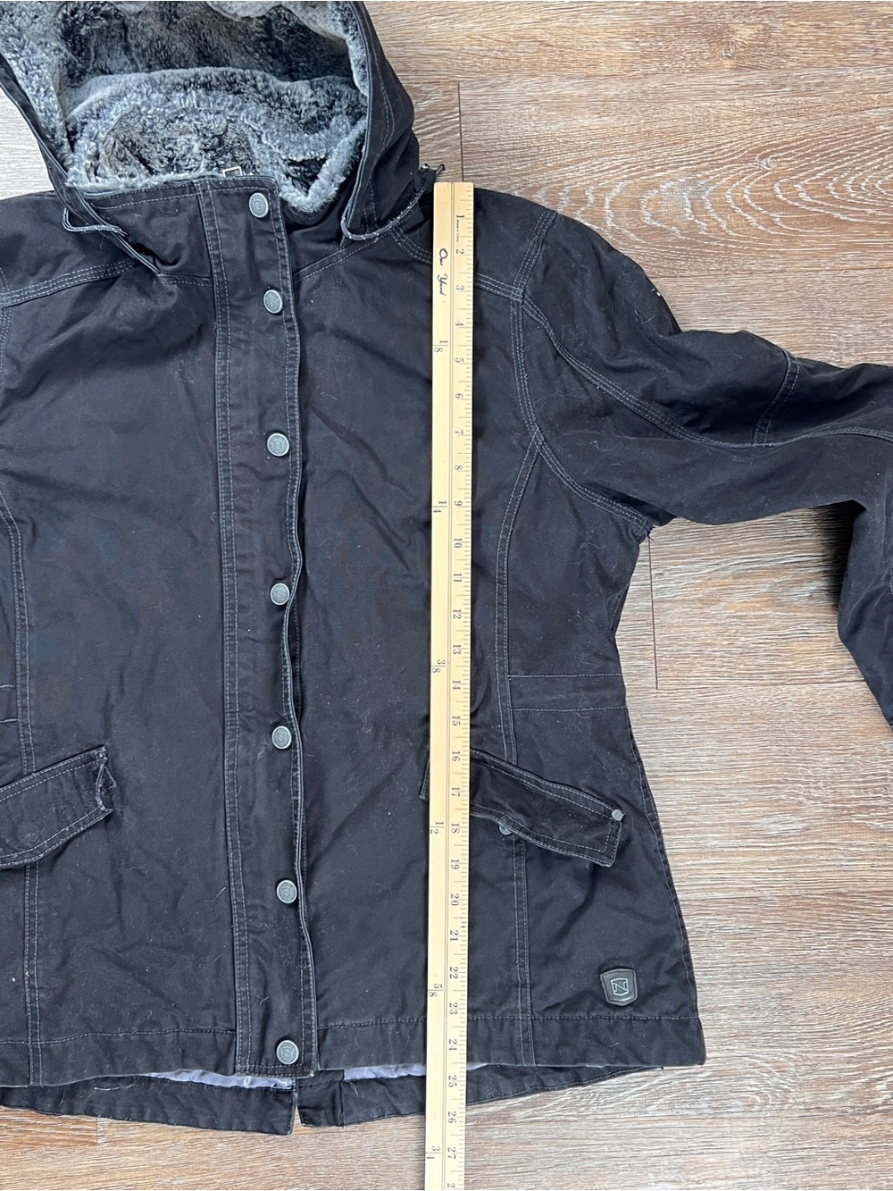 Noble Outfitters Equestrian Stable Ready Canvas Jacket Black Faux Fur Hood | XL - Picture 3 of 10